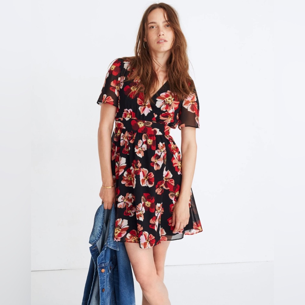 NWT Madewell Tulip Sleeve Mini Dress in French Rose J9078